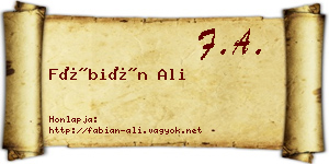 Fábián Ali névjegykártya